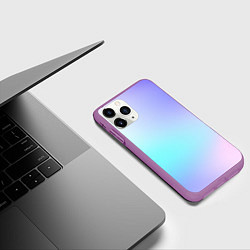 Чехол iPhone 11 Pro матовый Небесно голубой градиентный, цвет: 3D-фиолетовый — фото 2