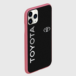 Чехол iPhone 11 Pro матовый Toyota CARBON, цвет: 3D-малиновый — фото 2