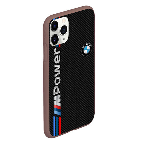 Чехол iPhone 11 Pro матовый BMW POWER CARBON / 3D-Коричневый – фото 2