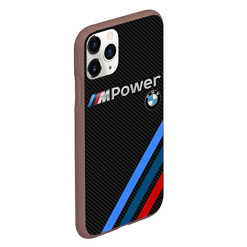 Чехол iPhone 11 Pro матовый BMW POWER CARBON / 3D-Коричневый – фото 2