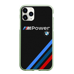 Чехол iPhone 11 Pro матовый BMW POWER CARBON, цвет: 3D-салатовый