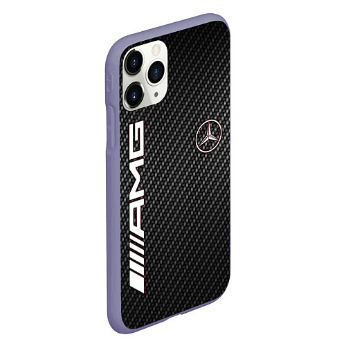 Чехол iPhone 11 Pro матовый MERCEDES CARBON / 3D-Серый – фото 2