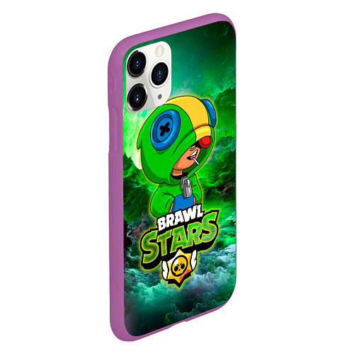 Чехол iPhone 11 Pro матовый Space Leon Brawl Stars / 3D-Фиолетовый – фото 2