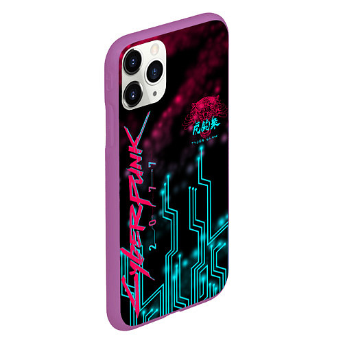 Чехол iPhone 11 Pro матовый CYBERPUNK / 3D-Фиолетовый – фото 2