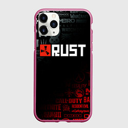 Чехол iPhone 11 Pro матовый RUST, цвет: 3D-малиновый