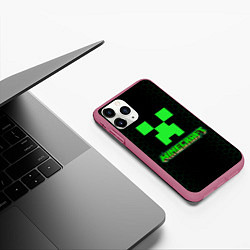 Чехол iPhone 11 Pro матовый Minecraft, цвет: 3D-малиновый — фото 2