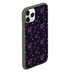 Чехол iPhone 11 Pro матовый Фиолетовые розы на темном фоне, цвет: 3D-темно-зеленый — фото 2