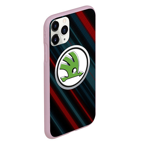Чехол iPhone 11 Pro матовый Шкода большое лого / 3D-Розовый – фото 2