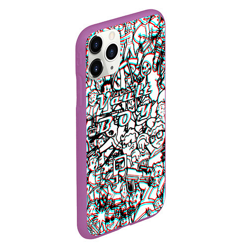 Чехол iPhone 11 Pro матовый Vault Boy красныйсиний / 3D-Фиолетовый – фото 2