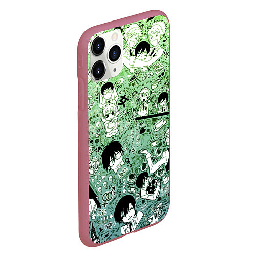 Чехол iPhone 11 Pro матовый Anime / 3D-Малиновый – фото 2