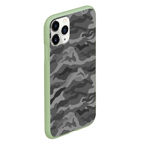 Чехол iPhone 11 Pro матовый КАМУФЛЯЖ GREY / 3D-Салатовый – фото 2