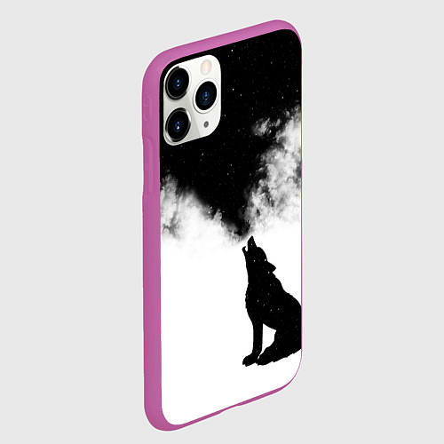 Чехол iPhone 11 Pro матовый Galaxy wolf / 3D-Фиолетовый – фото 2