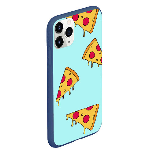 Чехол iPhone 11 Pro матовый Ароматная пицца / 3D-Тёмно-синий – фото 2