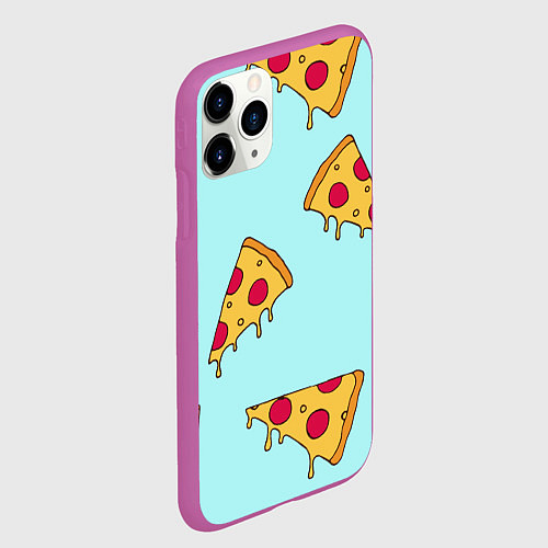Чехол iPhone 11 Pro матовый Ароматная пицца / 3D-Фиолетовый – фото 2