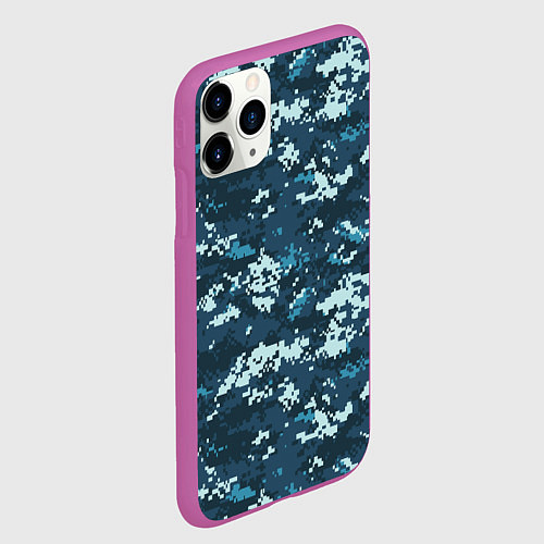 Чехол iPhone 11 Pro матовый Пиксельный камуфляж полиции / 3D-Фиолетовый – фото 2