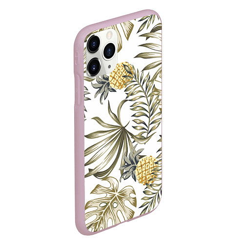 Чехол iPhone 11 Pro матовый Тропики хаки / 3D-Розовый – фото 2