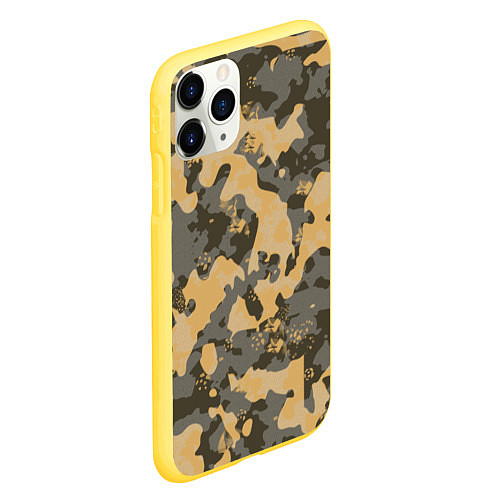 Чехол iPhone 11 Pro матовый Бежево-зеленая / 3D-Желтый – фото 2