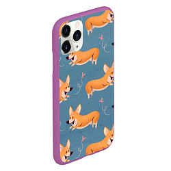 Чехол iPhone 11 Pro матовый Корги с бабочкой, цвет: 3D-фиолетовый — фото 2