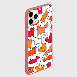 Чехол iPhone 11 Pro матовый Милые лисы, цвет: 3D-малиновый — фото 2