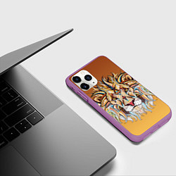 Чехол iPhone 11 Pro матовый Стилизованный арт ЛЕВ морда, цвет: 3D-фиолетовый — фото 2