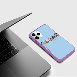 Чехол iPhone 11 Pro матовый Совы на ветке, цвет: 3D-фиолетовый — фото 2