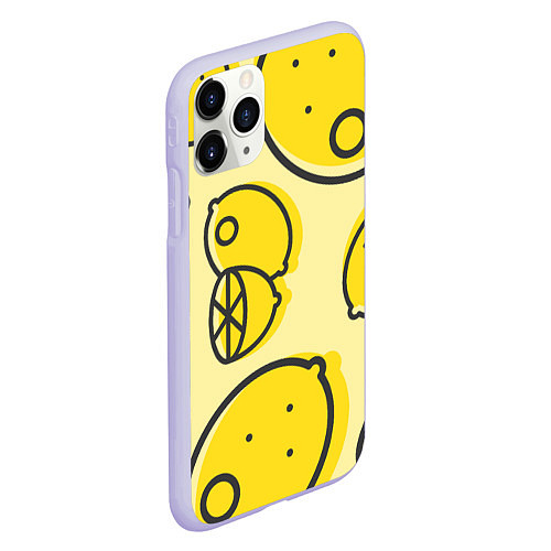 Чехол iPhone 11 Pro матовый Лимончики / 3D-Светло-сиреневый – фото 2