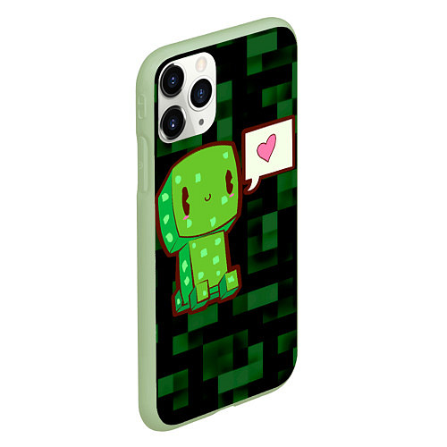 Чехол iPhone 11 Pro матовый Minecraft Creeper / 3D-Салатовый – фото 2