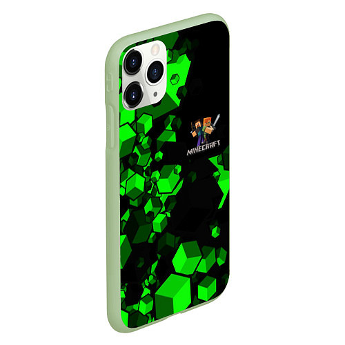Чехол iPhone 11 Pro матовый MINECRAFT / 3D-Салатовый – фото 2