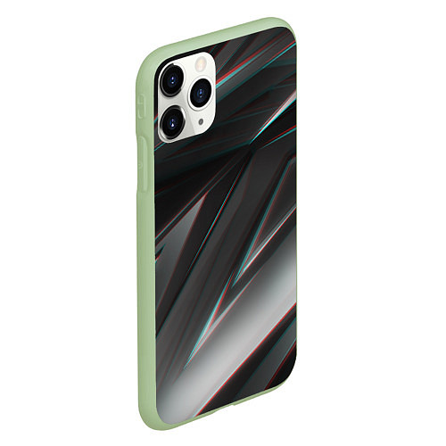 Чехол iPhone 11 Pro матовый GEOMETRY STRIPES GLITCH / 3D-Салатовый – фото 2