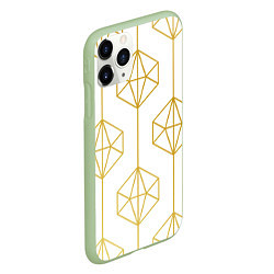 Чехол iPhone 11 Pro матовый Геометрический орнамент золото, цвет: 3D-салатовый — фото 2