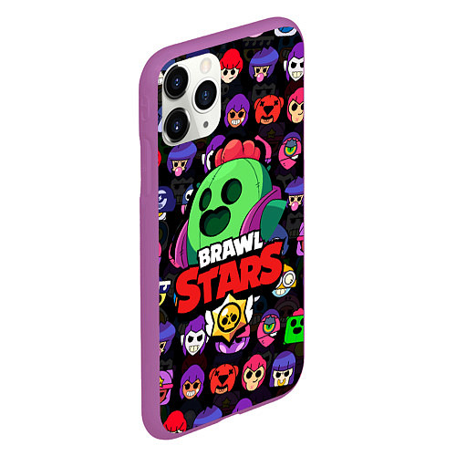 Чехол iPhone 11 Pro матовый BRAWL STARS SPIKE / 3D-Фиолетовый – фото 2