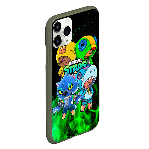 Чехол iPhone 11 Pro матовый Brawl Stars Leon Quattro / 3D-Темно-зеленый – фото 2