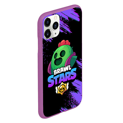 Чехол iPhone 11 Pro матовый Brawl Stars SPIKE / 3D-Фиолетовый – фото 2