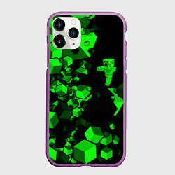 Чехол iPhone 11 Pro матовый MINECRAFT CREEPER, цвет: 3D-фиолетовый