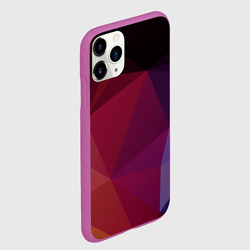 Чехол iPhone 11 Pro матовый Полигональный фон / 3D-Фиолетовый – фото 2