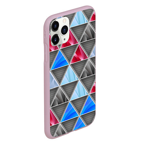 Чехол iPhone 11 Pro матовый ТРЕУГОЛЬНИКИ / 3D-Розовый – фото 2