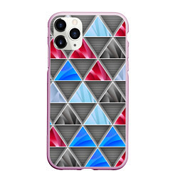 Чехол iPhone 11 Pro матовый ТРЕУГОЛЬНИКИ, цвет: 3D-розовый