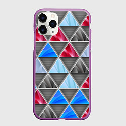 Чехол iPhone 11 Pro матовый ТРЕУГОЛЬНИКИ, цвет: 3D-фиолетовый