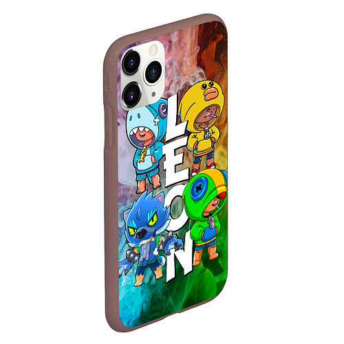 Чехол iPhone 11 Pro матовый Brawl Stars Leon Quattro / 3D-Коричневый – фото 2