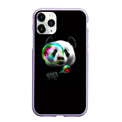 Чехол iPhone 11 Pro матовый Панда и мыльный пузырь, цвет: 3D-светло-сиреневый