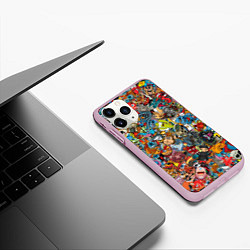 Чехол iPhone 11 Pro матовый Стикеры, цвет: 3D-розовый — фото 2