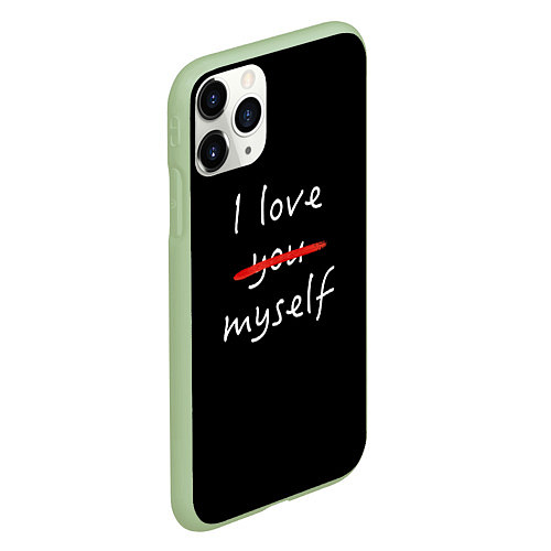 Чехол iPhone 11 Pro матовый I Love myself / 3D-Салатовый – фото 2