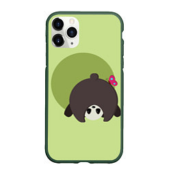 Чехол iPhone 11 Pro матовый Прикольная панда с бабочкой, цвет: 3D-темно-зеленый