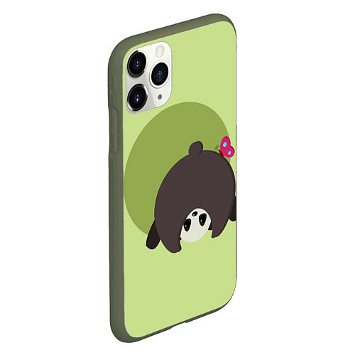 Чехол iPhone 11 Pro матовый Прикольная панда с бабочкой / 3D-Темно-зеленый – фото 2
