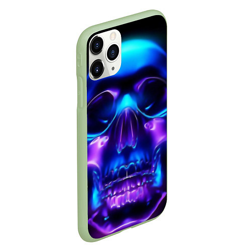 Чехол iPhone 11 Pro матовый Череп / 3D-Салатовый – фото 2