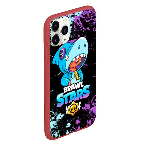 Чехол iPhone 11 Pro матовый Brawl Stars Leon Shark / 3D-Красный – фото 2