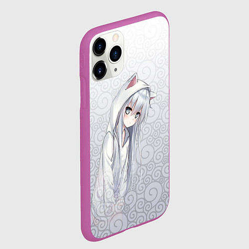 Чехол iPhone 11 Pro матовый Cat-girl / 3D-Фиолетовый – фото 2