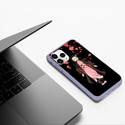Чехол iPhone 11 Pro матовый Незуко, цвет: 3D-светло-сиреневый — фото 2