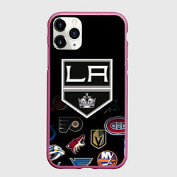 Чехол iPhone 11 Pro матовый NHL Los Angeles Kings, цвет: 3D-малиновый