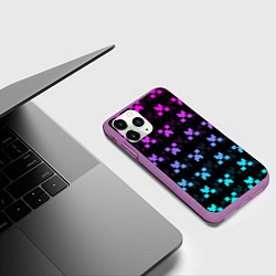 Чехол iPhone 11 Pro матовый MINECRAFT CREEPER NEON, цвет: 3D-фиолетовый — фото 2